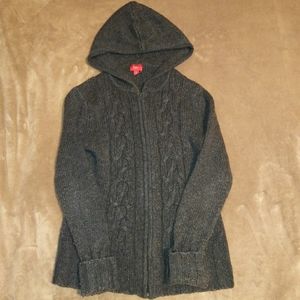 Mossimo Charcoal Gray Hooded Zip Up Sweater Coat